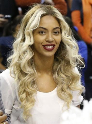 Bekvem Blond 22" Bølge Lace Front Uden Pandehår Beyonce Paryk