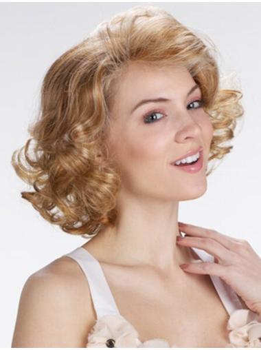 Blond 12" Mellem Krøllet Klassiske Lace Front Billige Parykker Online