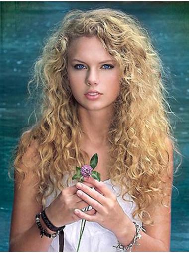 Krøllet 20" Blond Lace Front Uden Pandehår Taylor Swift Paryk