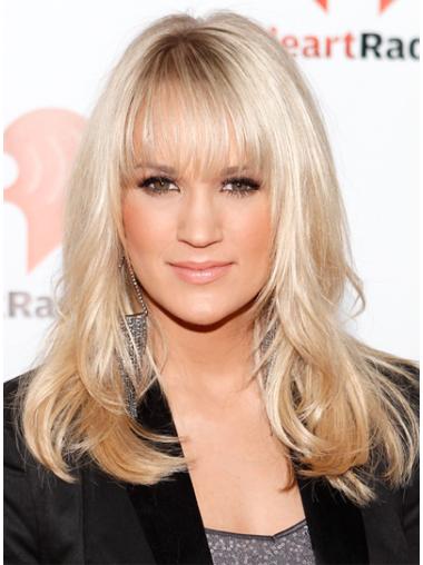 Lace Front Bølge Med Pandehår Mellem 17" Blond Carrie Underwood Parykker