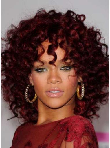 14" Rød Syntetisk Mellem Kinky Capless Rihanna Parykker
