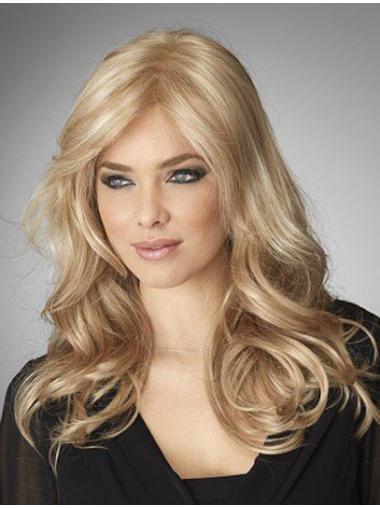 Blond 18" Bølge Lace Front Uden Pandehår Ægte Parykker Til Kvinder