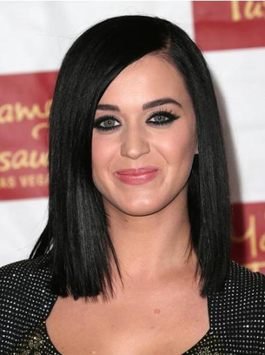 Sort Capless Yaki Uden Pandehår Mellem 12" Katy Perry Parykker