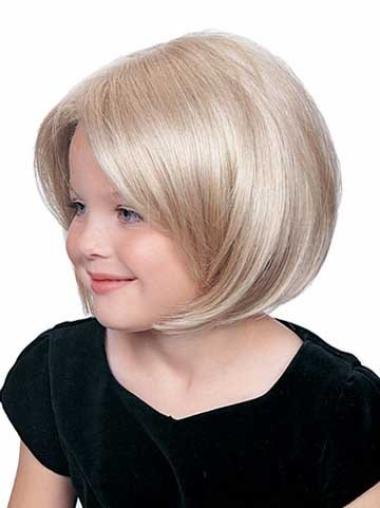 Syntetisk Mellem Glat 9" Blond Lace Front Parykker Til Barn