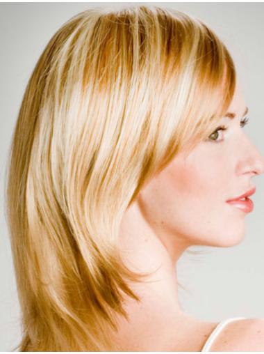 Mellem 12" Blond Glat Lace Front Parykker Online