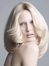 Mellem Bølge Lace Front 14" Platin Blonde Fashion Parykker