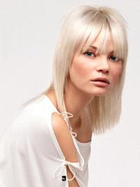 Lace Front Glat Med Pandehår Mellem 14" Platin Blonde Fashion Parykker